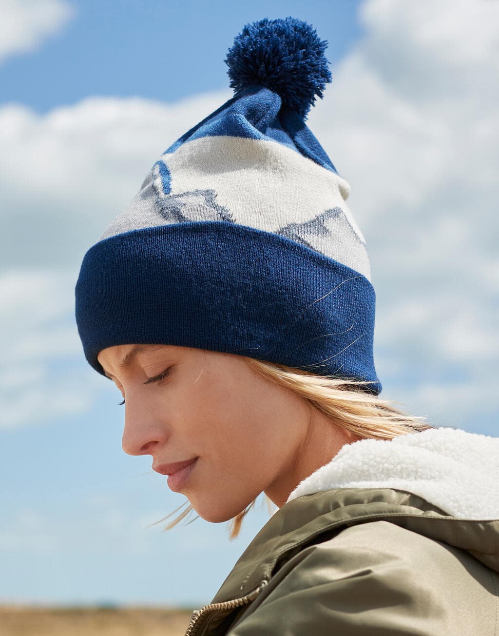 Mountain Peaks Pom Pom Beanie
