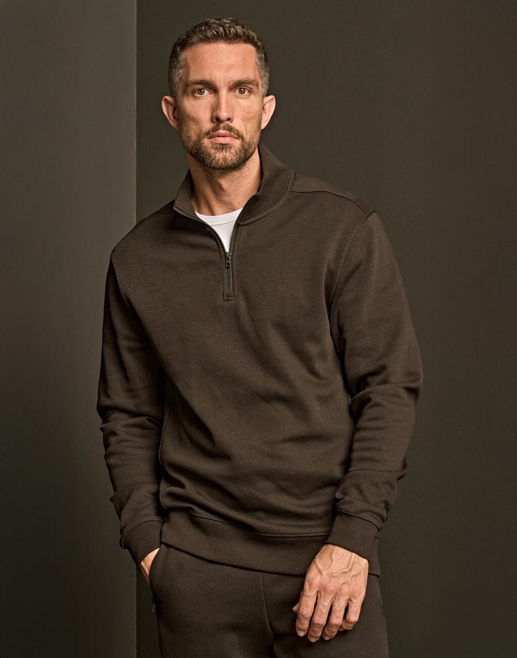 Ribbed Interlock Half Zip