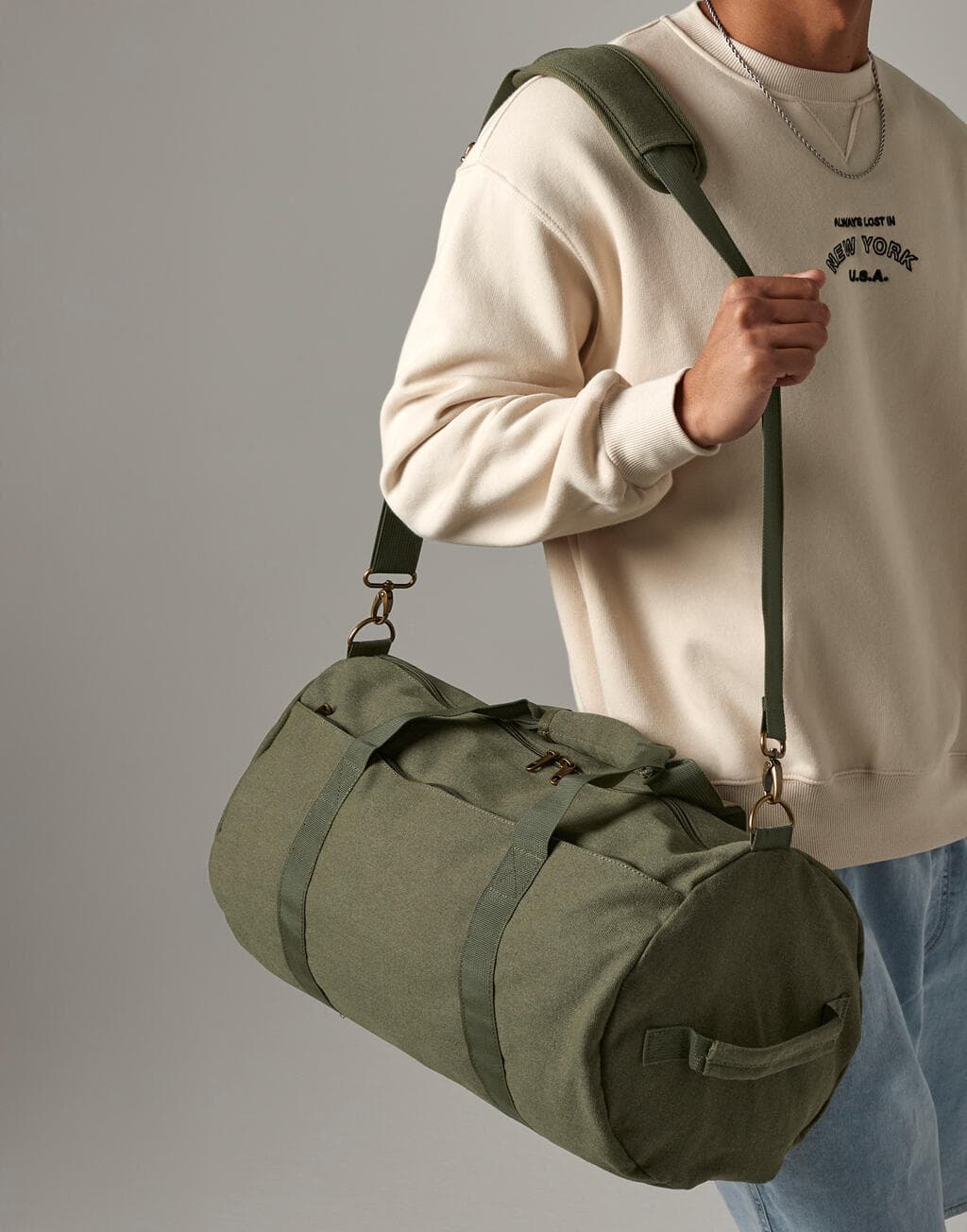 Vintage Canvas Barrel Bag