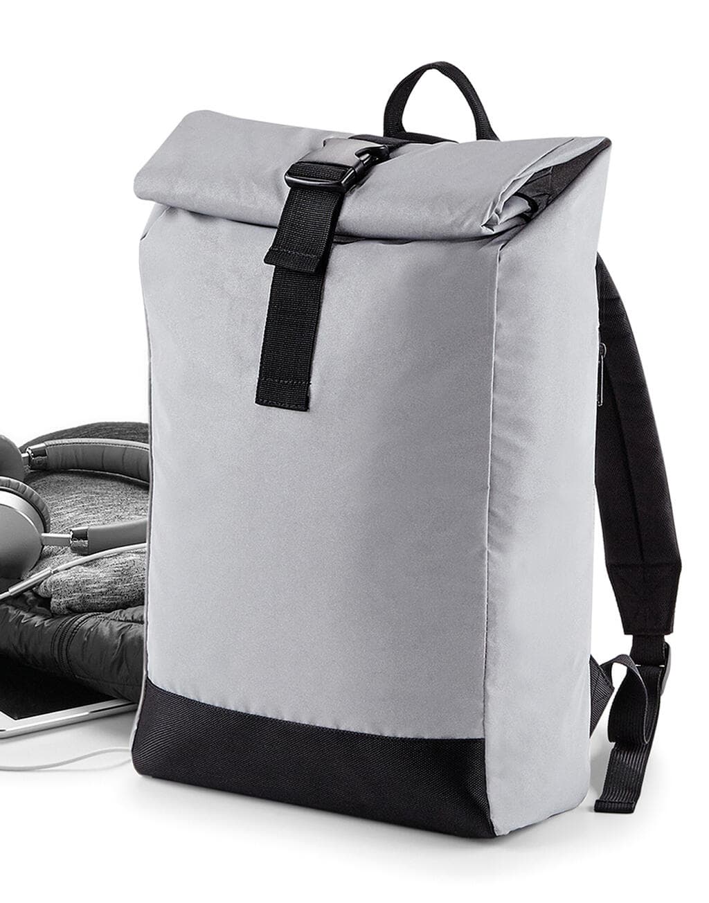 Reflective Roll-Top Backpack - vue 3