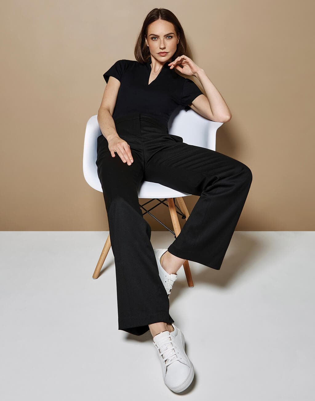 Regular Fit Mandarin Collar Top - vue 2