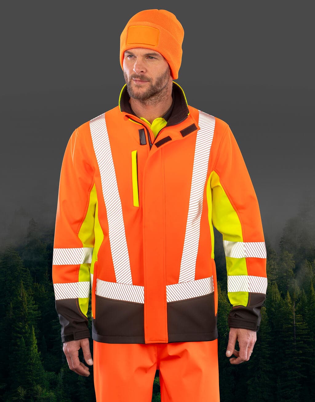 Recycled 3-Layer Printable 3-Tone Safety Softshell - vue 2