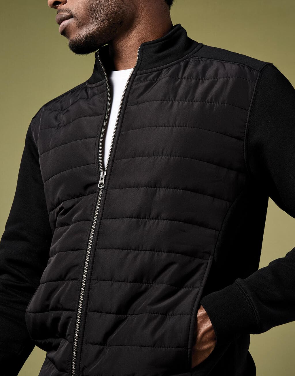 Regular Fit Quilted Full Zip Sweatshirt - vue 2