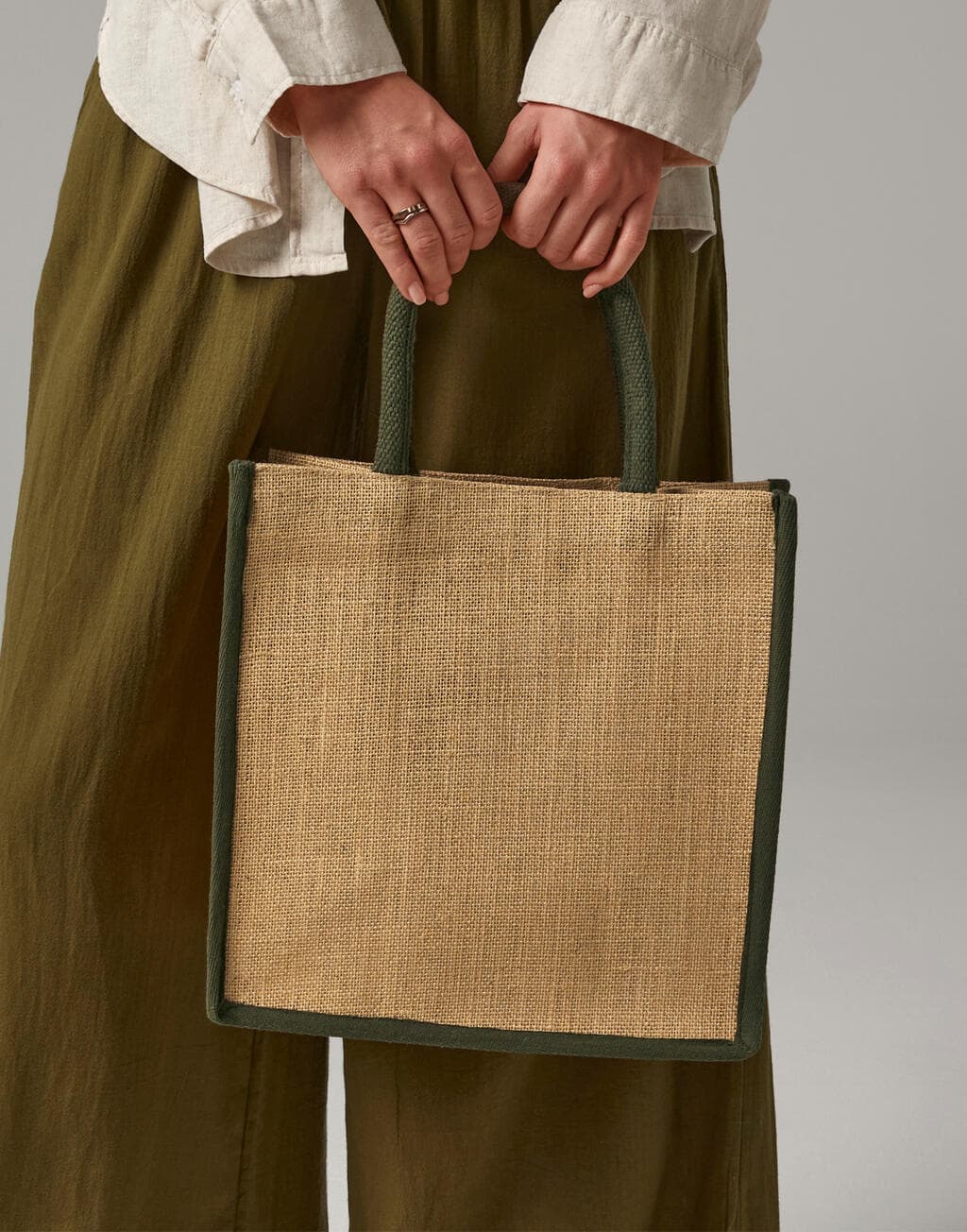 Natural Starched Jute Midi Tote - vue 3