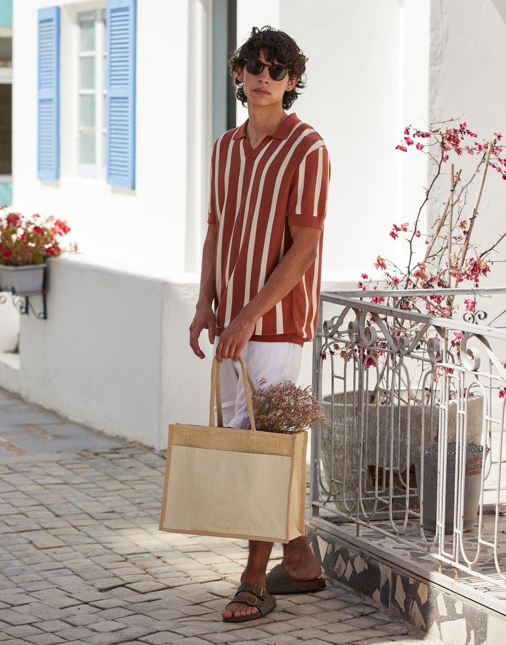 Cotton Pocket Natural Starched Jute Shopper - vue 2