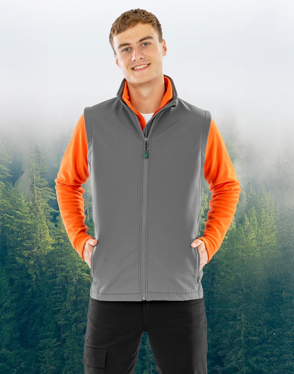 Men's Recycled 2-Layer Printable Softshell B/W - vue 5