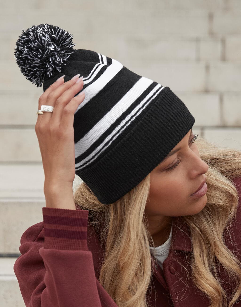 Striped Fan Beanie - vue 2